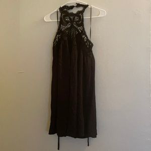 Black Vici Backless High Neck Lace Dress